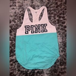 Victorias Secret PINK White and Blue Colorblock Tank